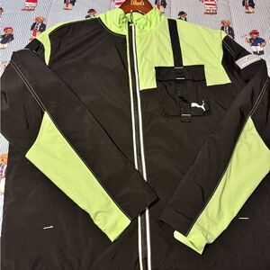 Puma Men's Black and Lime Windbreaker